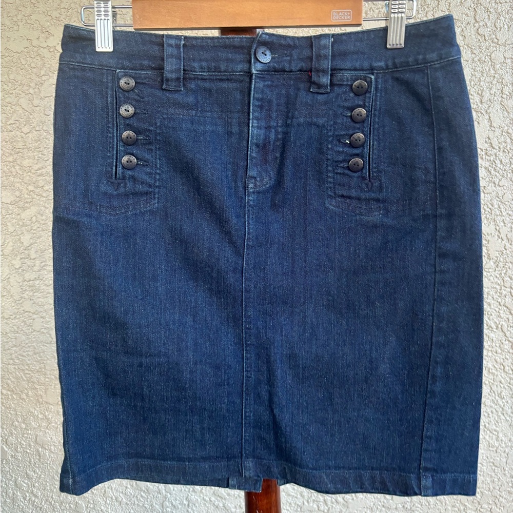 Ralph Lauren denim Button-Detail Midi Skirt